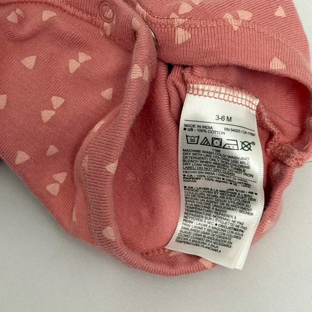 Old Navy Baby Girl‎ Long Sleeve Bodysuit Set 2PK Pink Geometric Solid 3-6M
